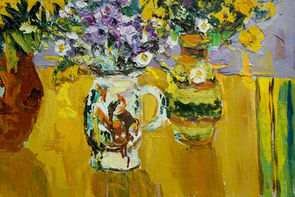 Oil painting Daisies and lilacs Mandrikova - Donchik Nadezhda Alekseevna