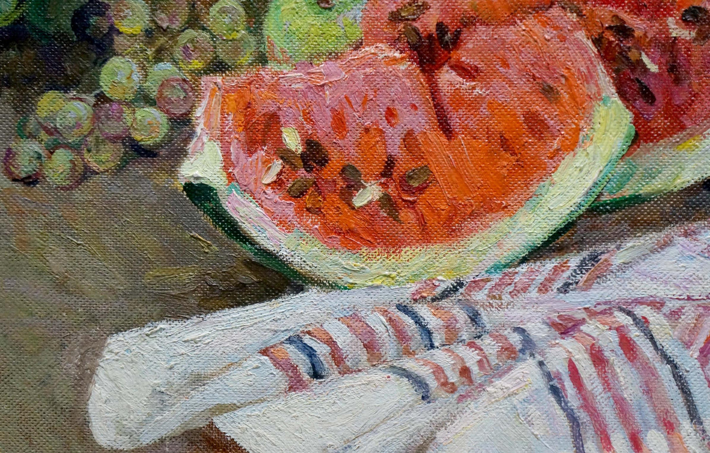 Oil painting Still life with watermelon