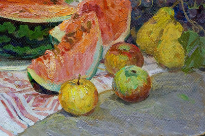 Oil painting Still life with watermelon