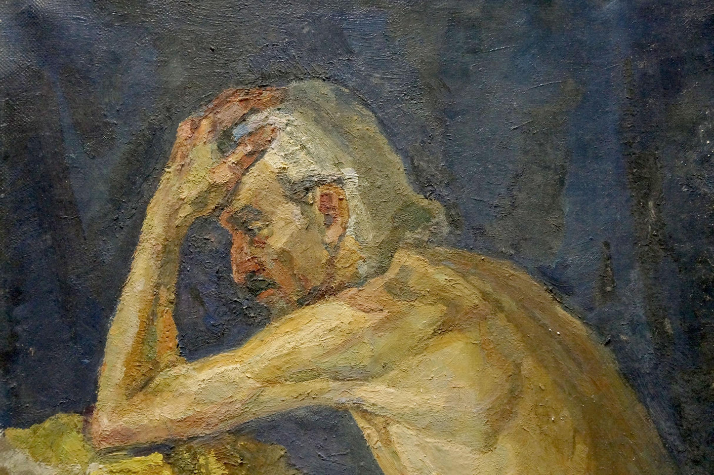 Oil painting Pensive portrait of a grandfather Maria Titarenko