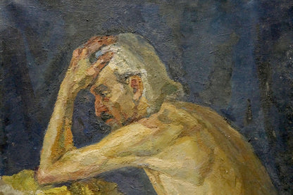 Oil painting Pensive portrait of a grandfather Maria Titarenko