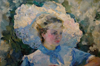 Oil painting Girl in the garden Titarenko Maria Anatolyevna