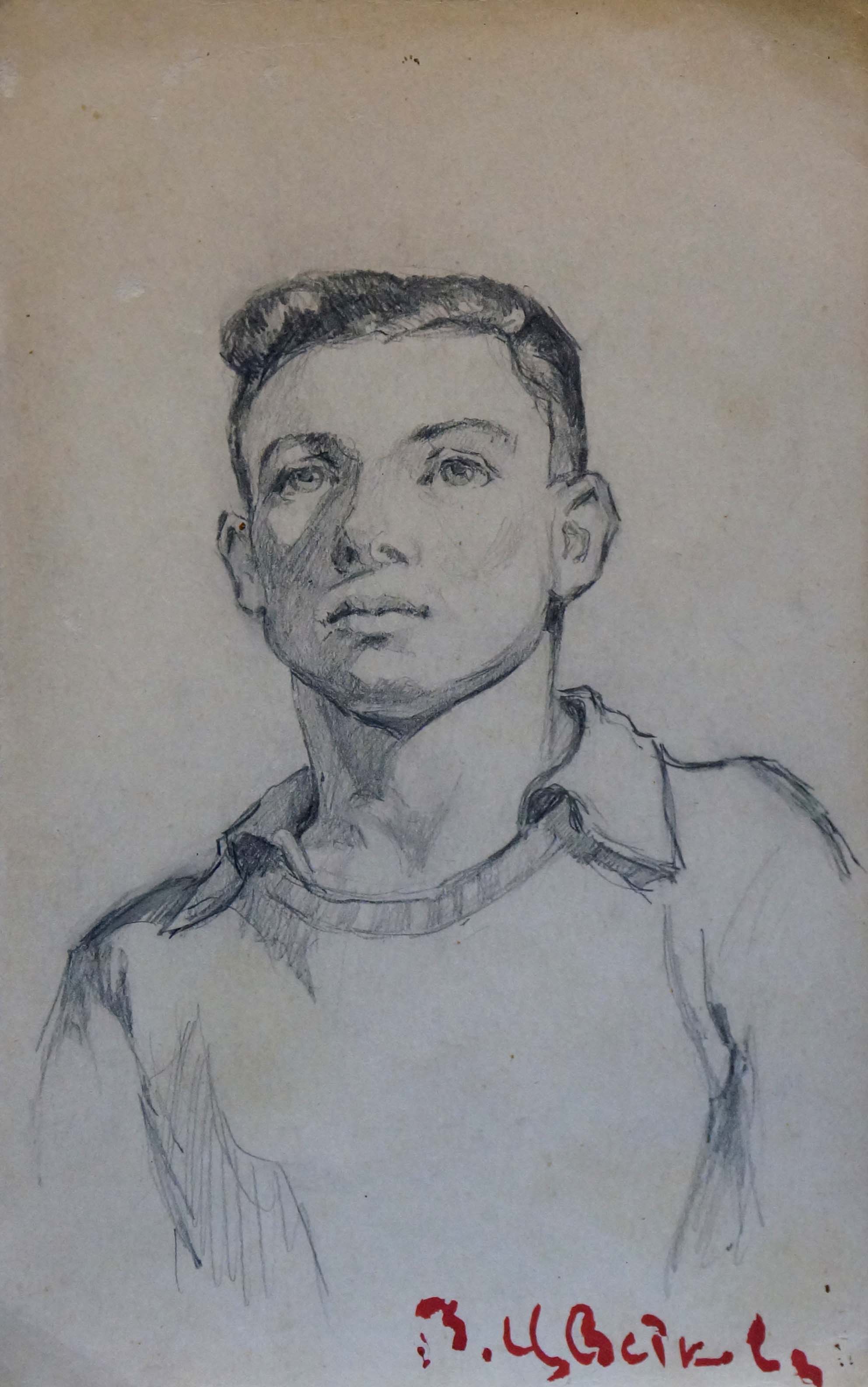 Pencil painting Portrait of a boy Tsvetkova V. P.