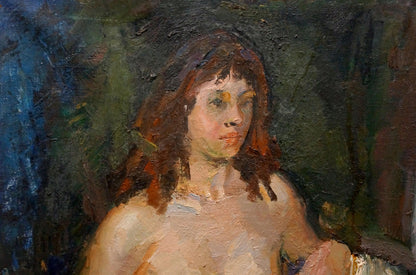 Oil painting Naked girl behind a chair Maria Titarenko