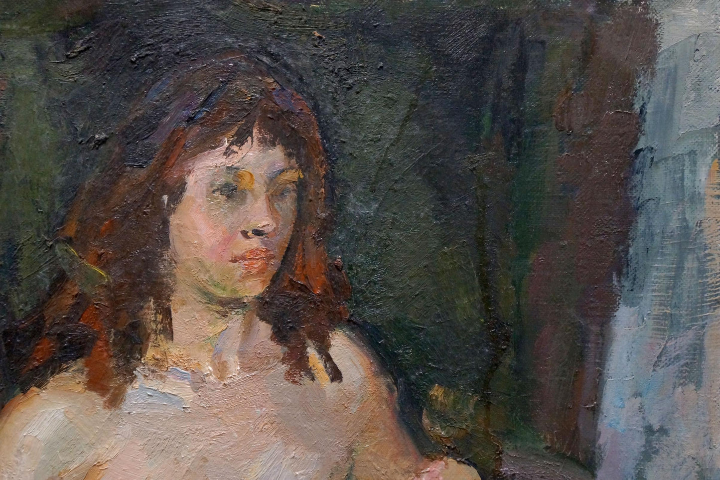 Oil painting Naked girl behind a chair Maria Titarenko