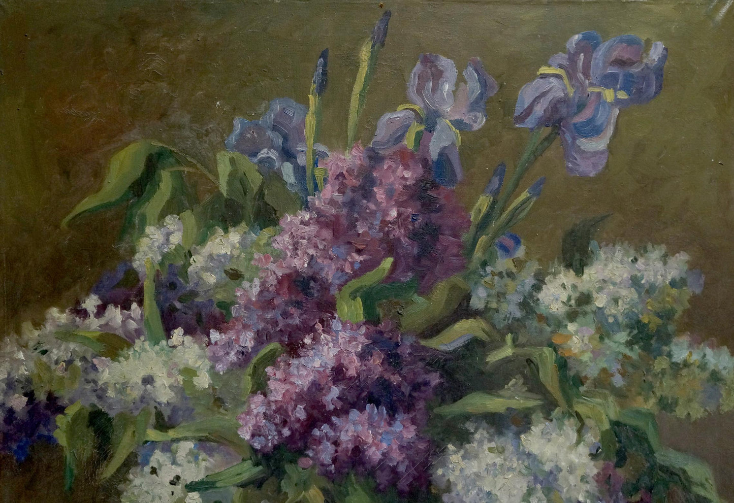 Oil painting Lilac decorates the table Unknown artist