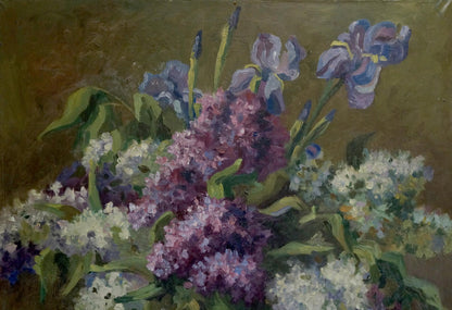 Oil painting Lilac decorates the table Unknown artist