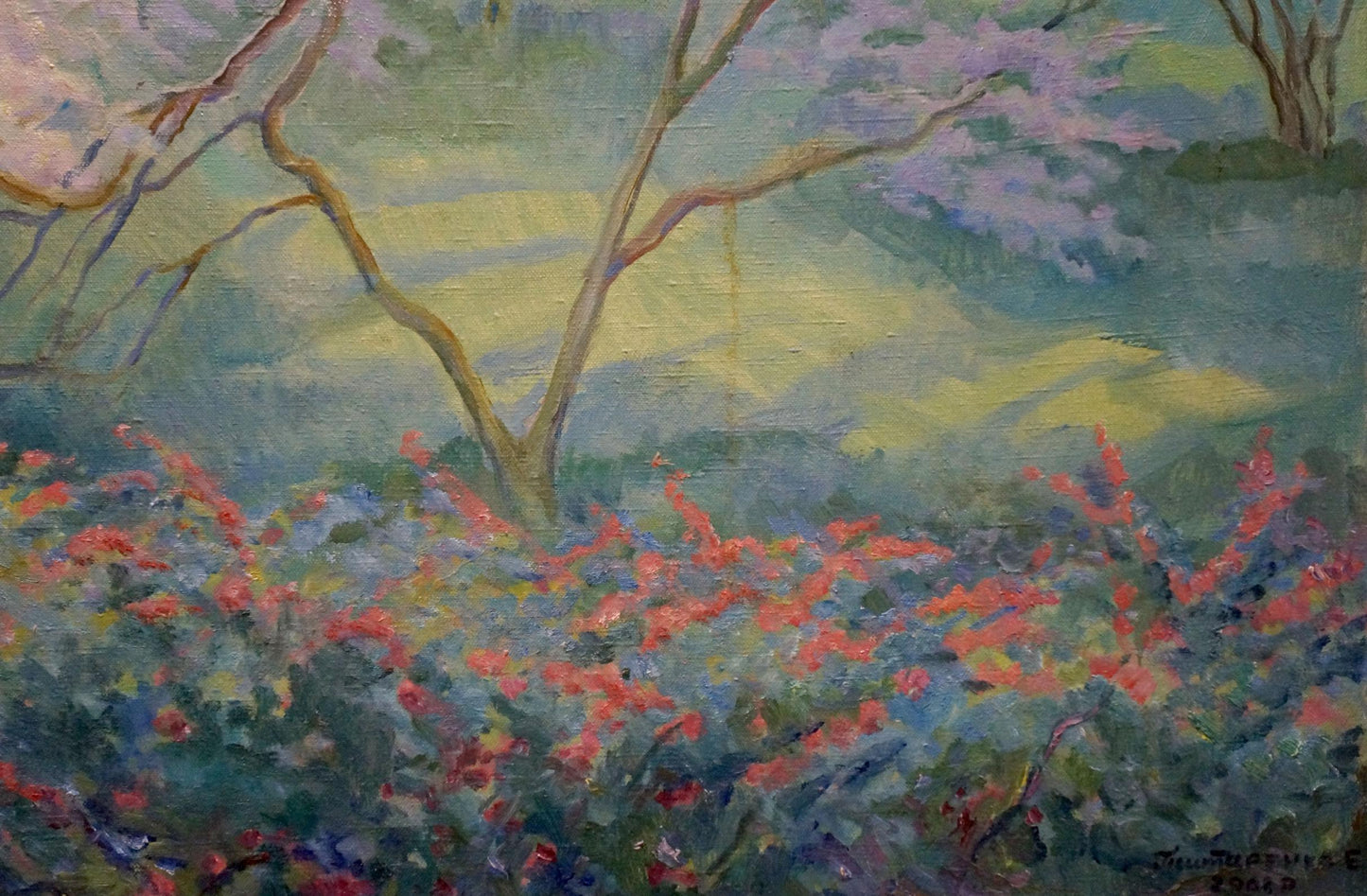 Oil painting Tree blossoms Titarenko Elvira Ivanovna