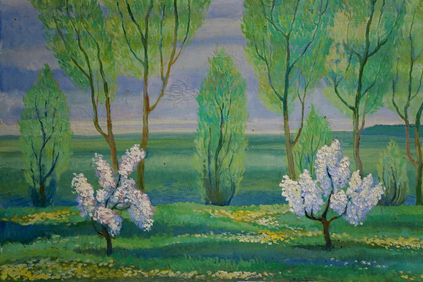 Oil painting Green landscape Daniil Georgievich Narbut