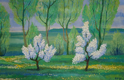 Oil painting Green landscape Daniil Georgievich Narbut