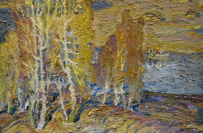 Oil painting Autumn forest by the river Grigory Ruban