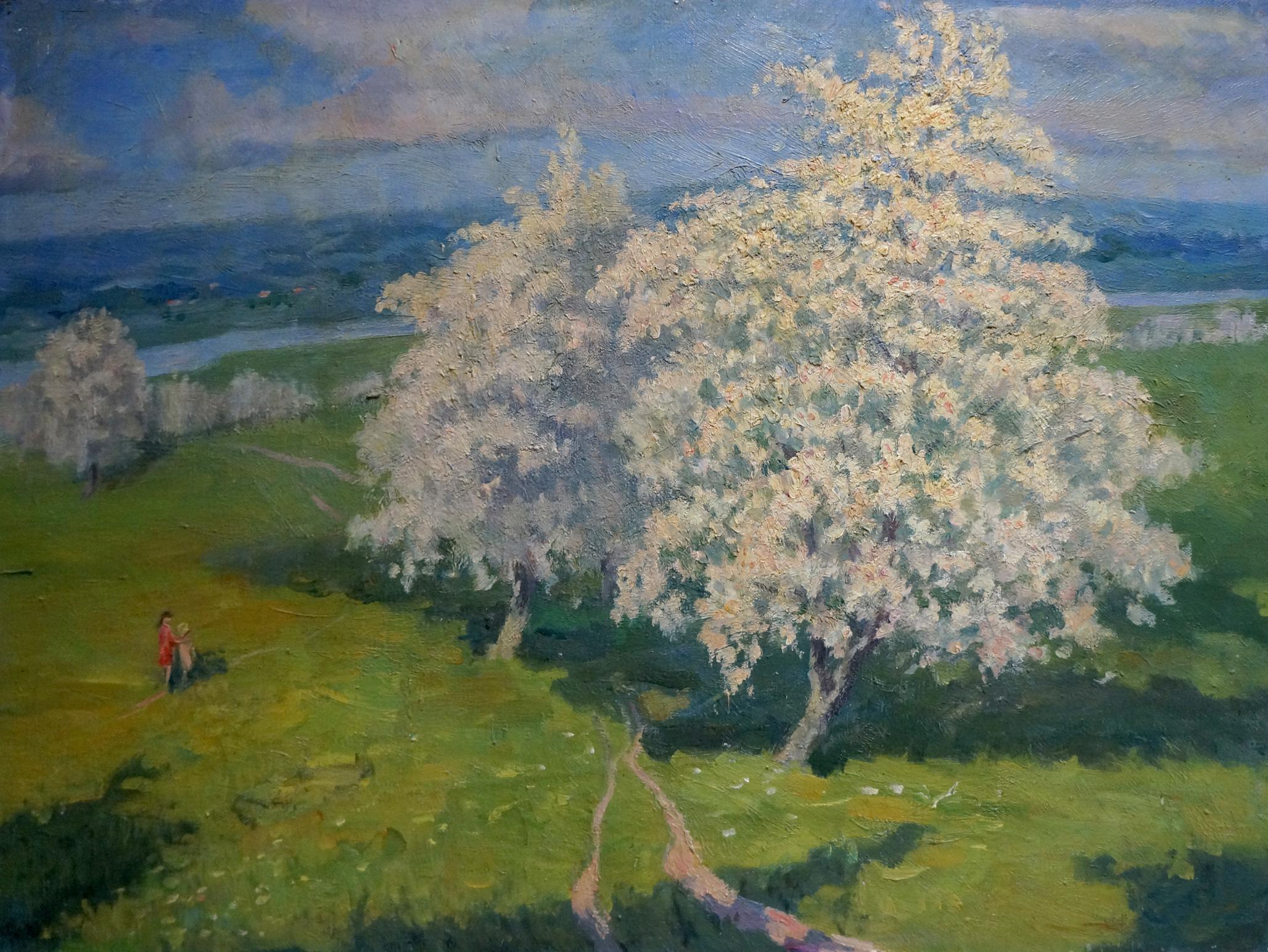 Oil painting Trees are blooming