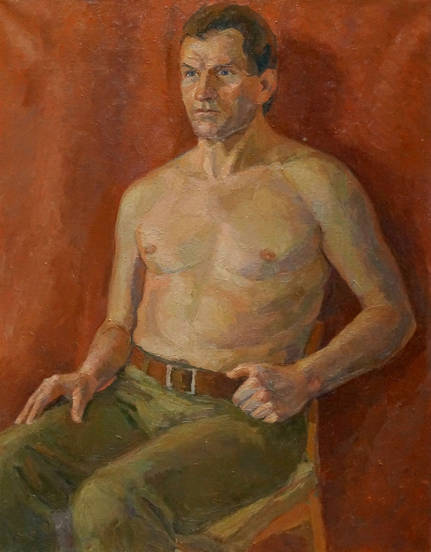 Oil painting Seated portrait of a man Maria Titarenko