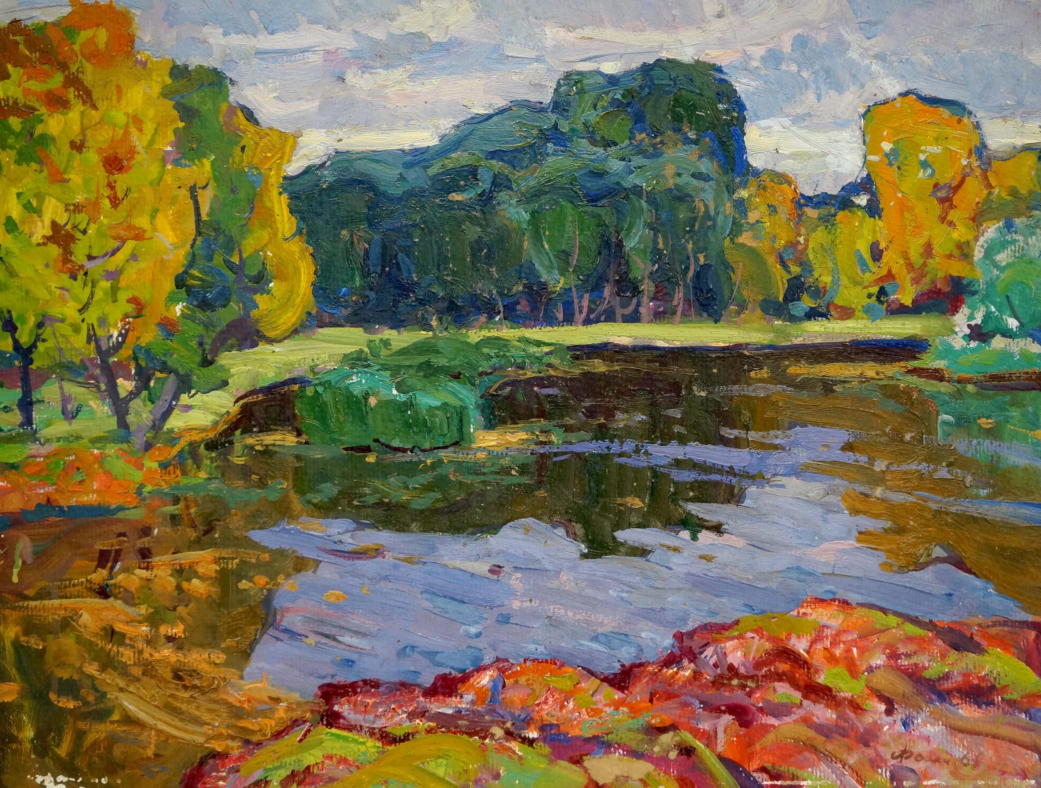 Oil painting Quiet lake Fomin Anatoly Nikiforovich