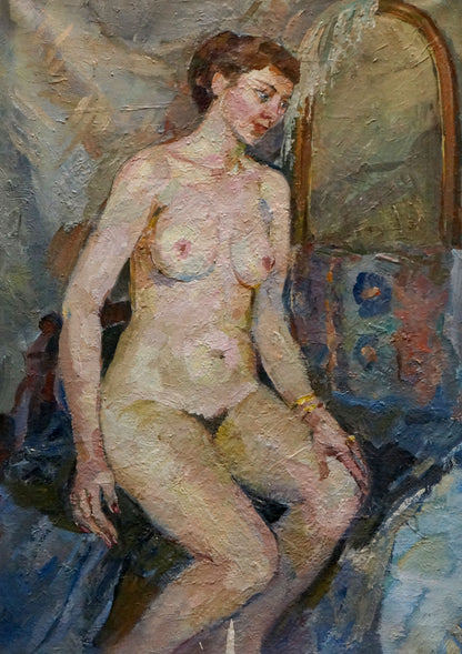 Oil painting Naked girl in thought Maria Titarenko