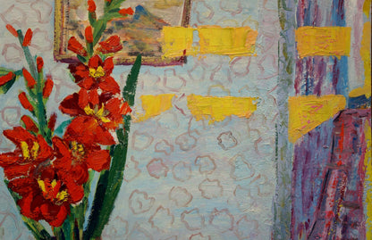 Oil painting Gladiolus Les Tamara