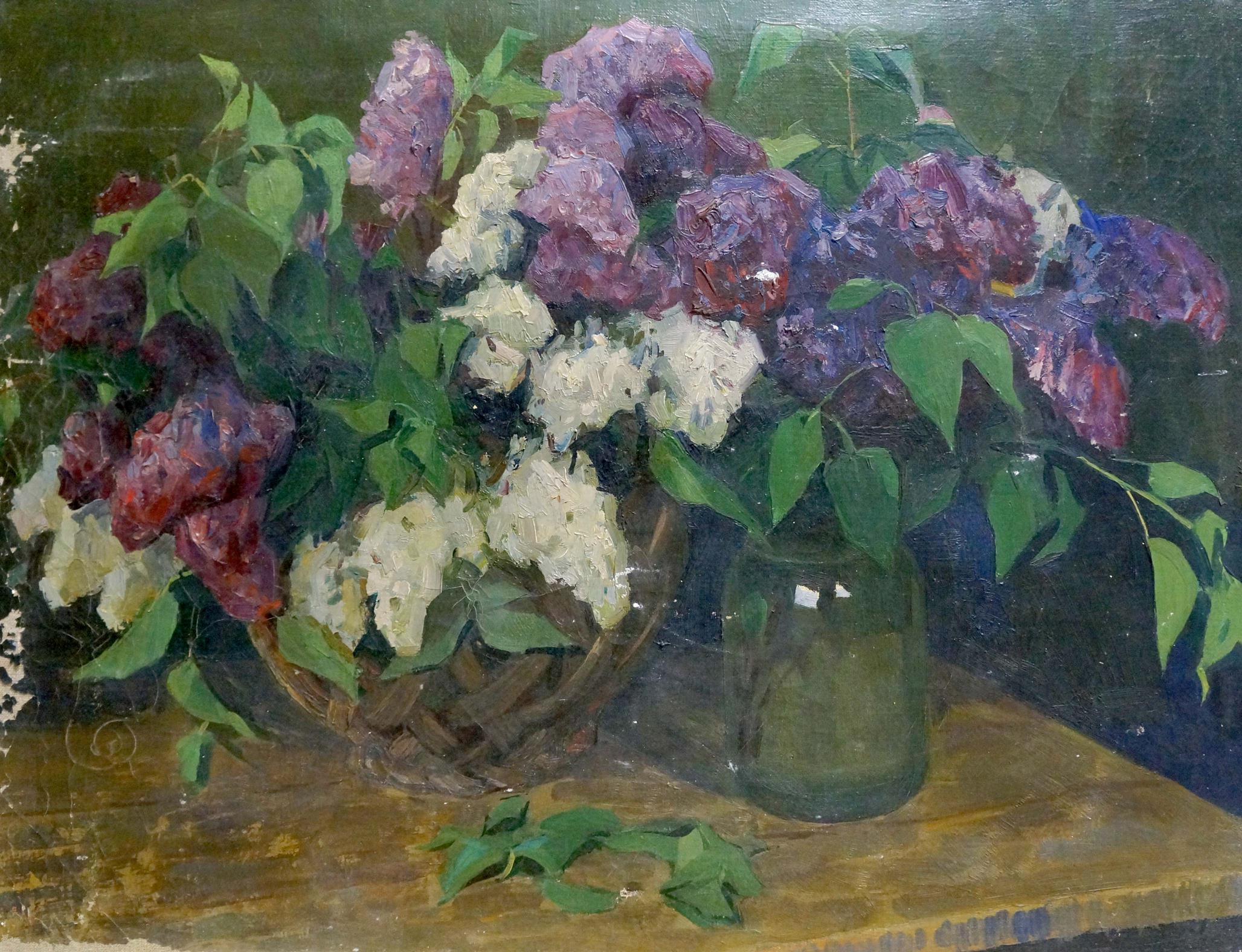 Oil painting Lilac in a vase