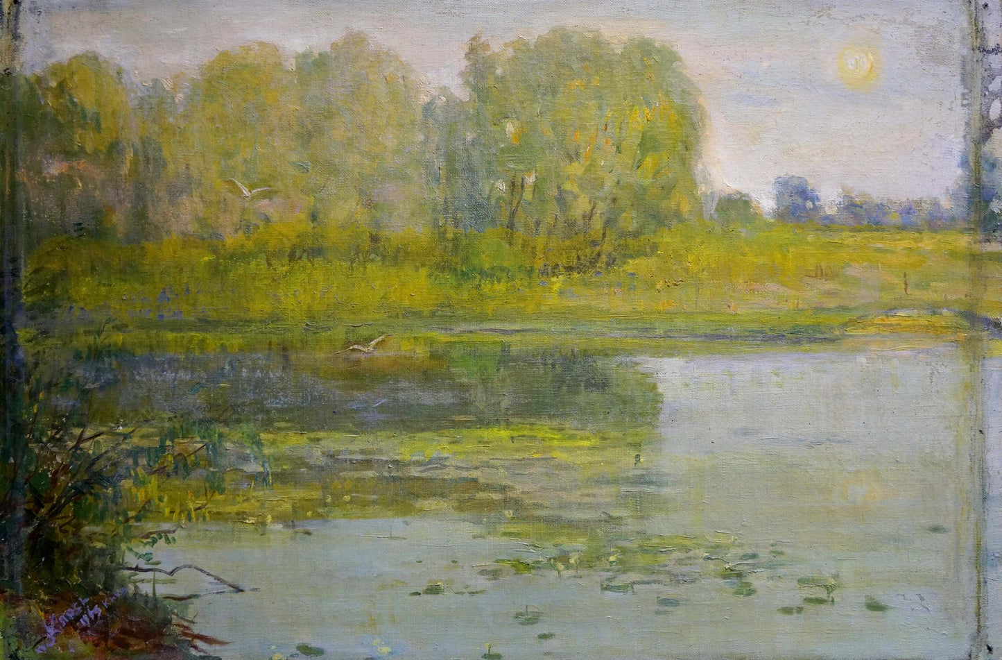 Oil painting River landscape Los' Ivan Grigor'yevich