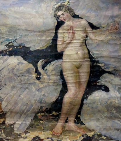 Oil painting Naked girl with a swan Titarenko Maria Anatolyevna