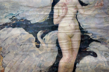Oil painting Naked girl with a swan Titarenko Maria Anatolyevna