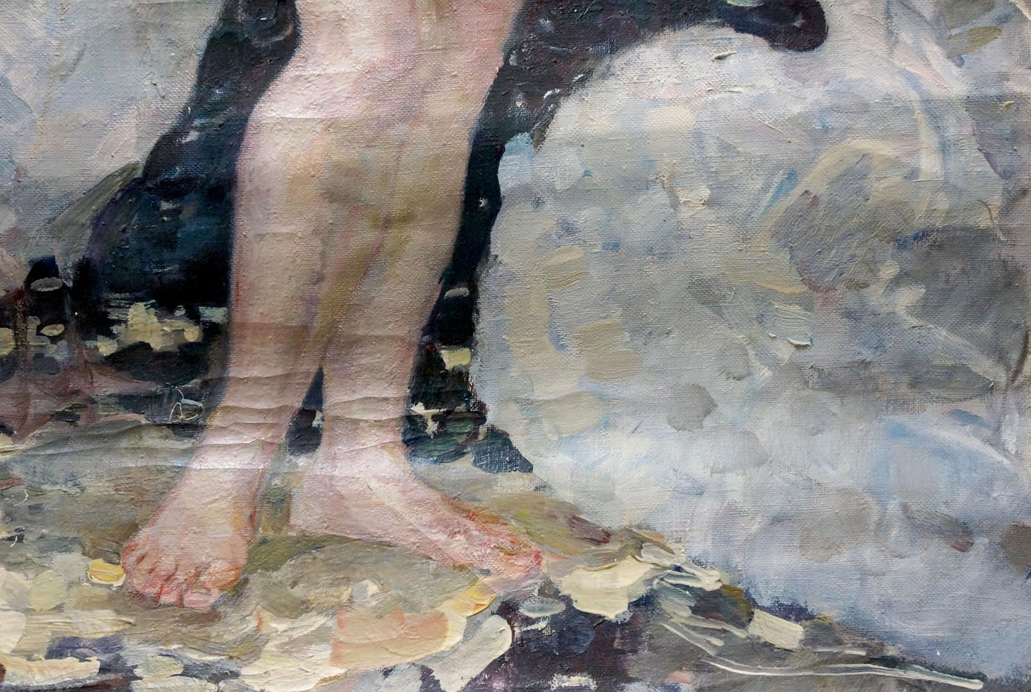 Oil painting Naked girl with a swan Titarenko Maria Anatolyevna