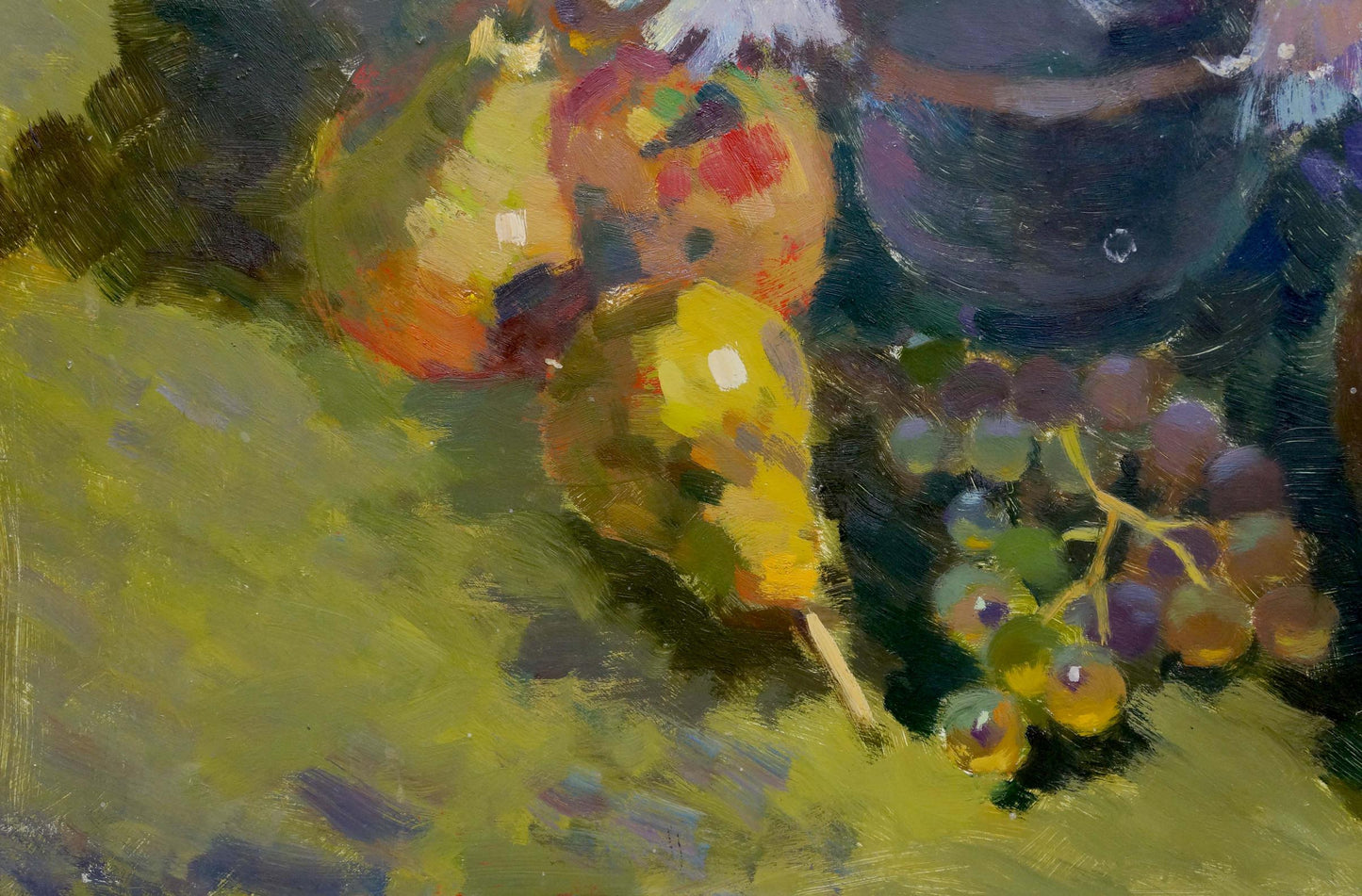 Oil painting Still life with melon and pears Unknown artist