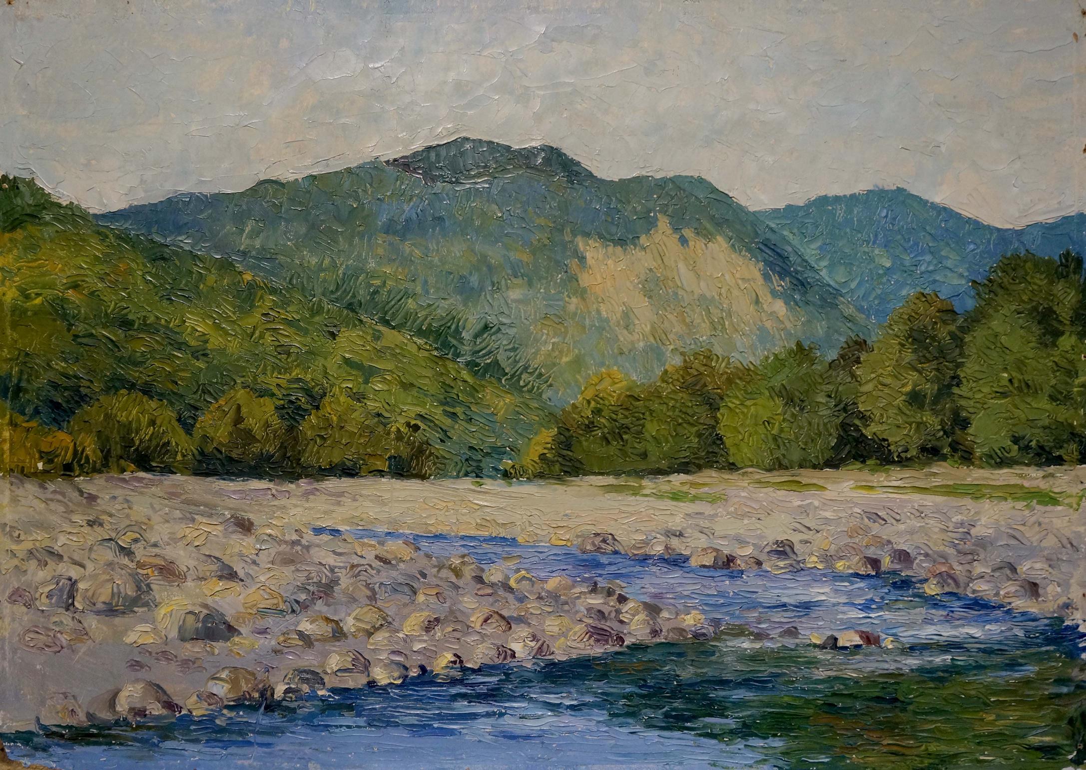 Oil painting Mountain Creek Unknown artist