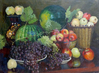 Oil painting Fruit in baskets