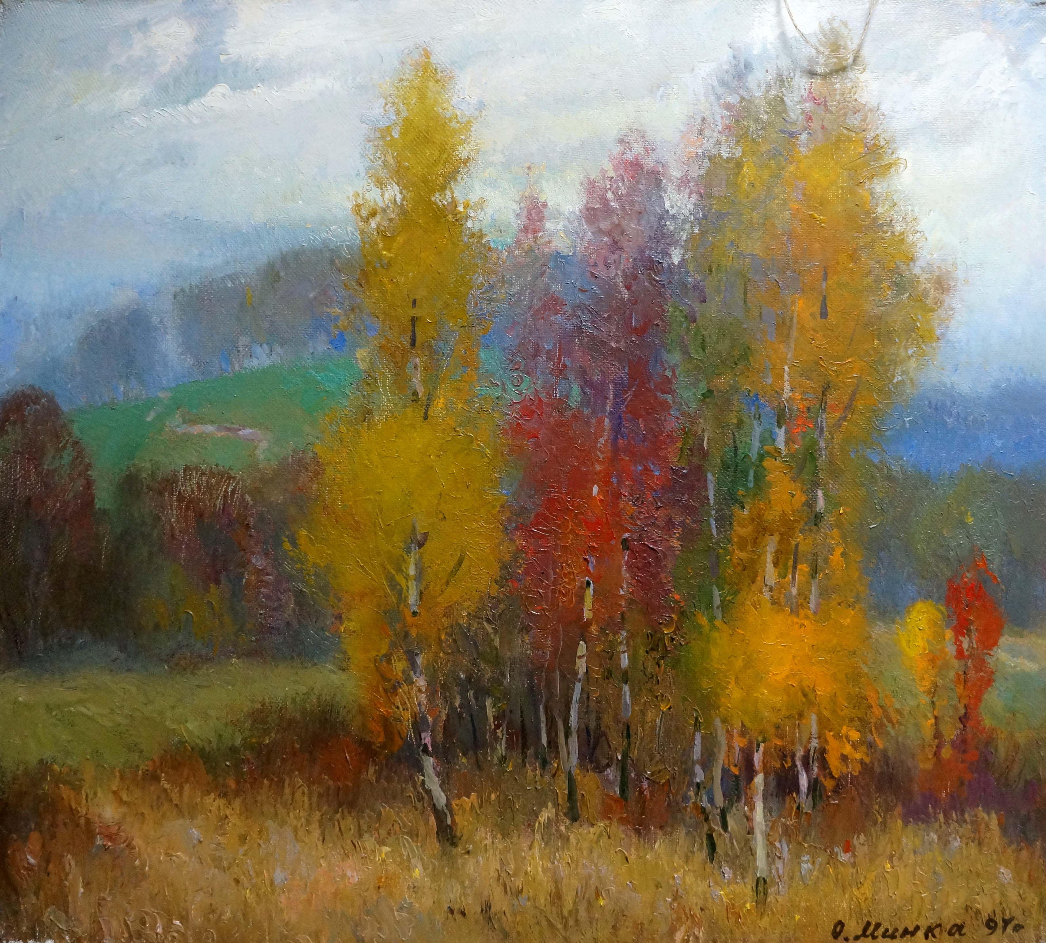 Oil painting Autumn quiet landscape Alexander Mynka