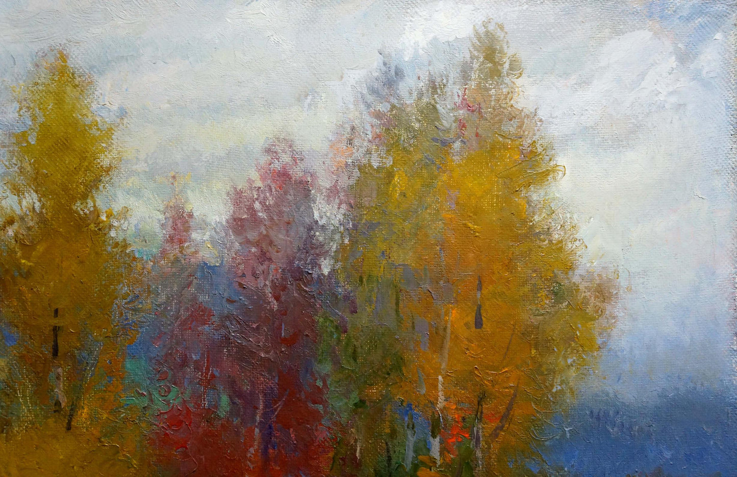 Oil painting Autumn quiet landscape Alexander Mynka
