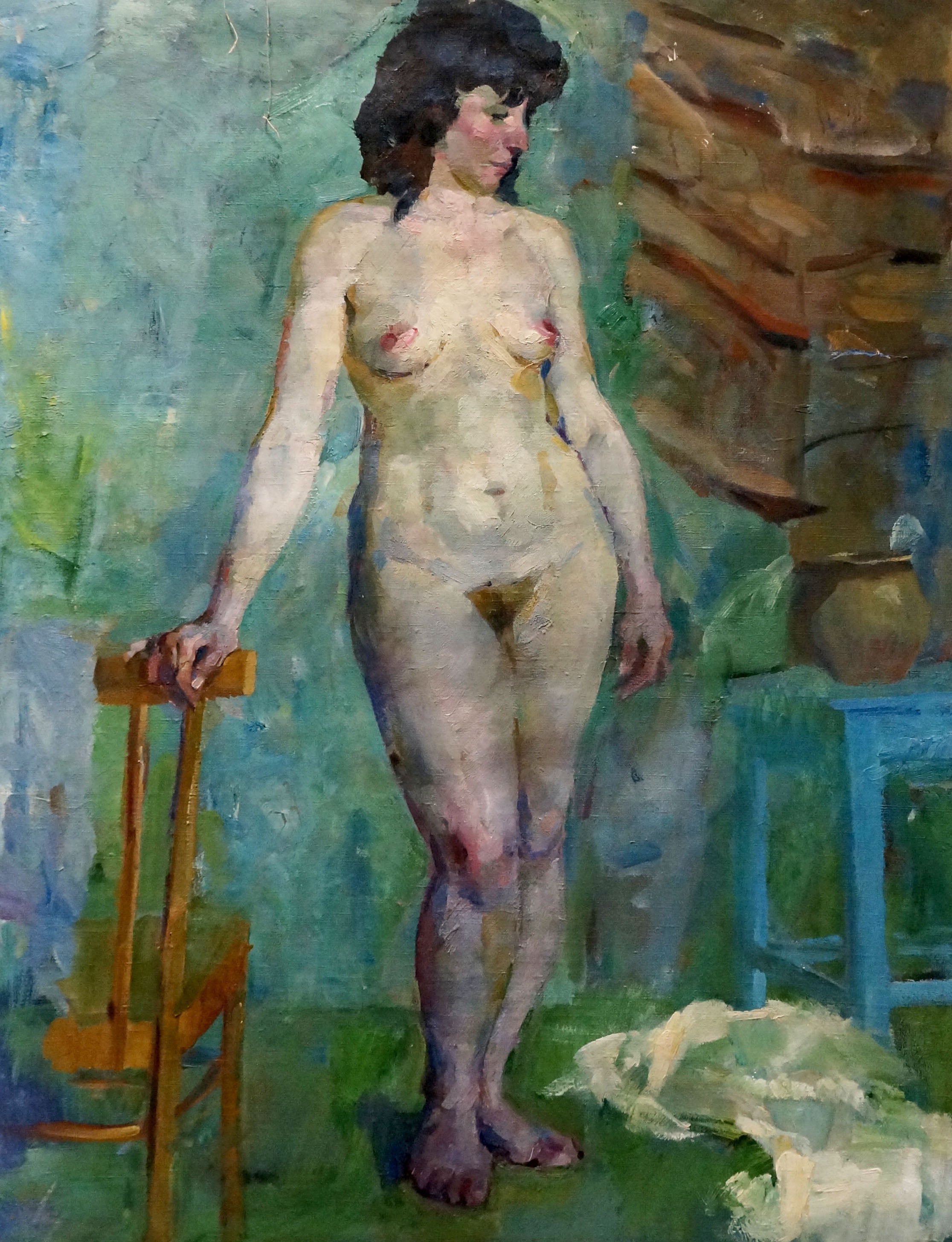Oil painting Full length portrait of a naked girl Maria Titarenko