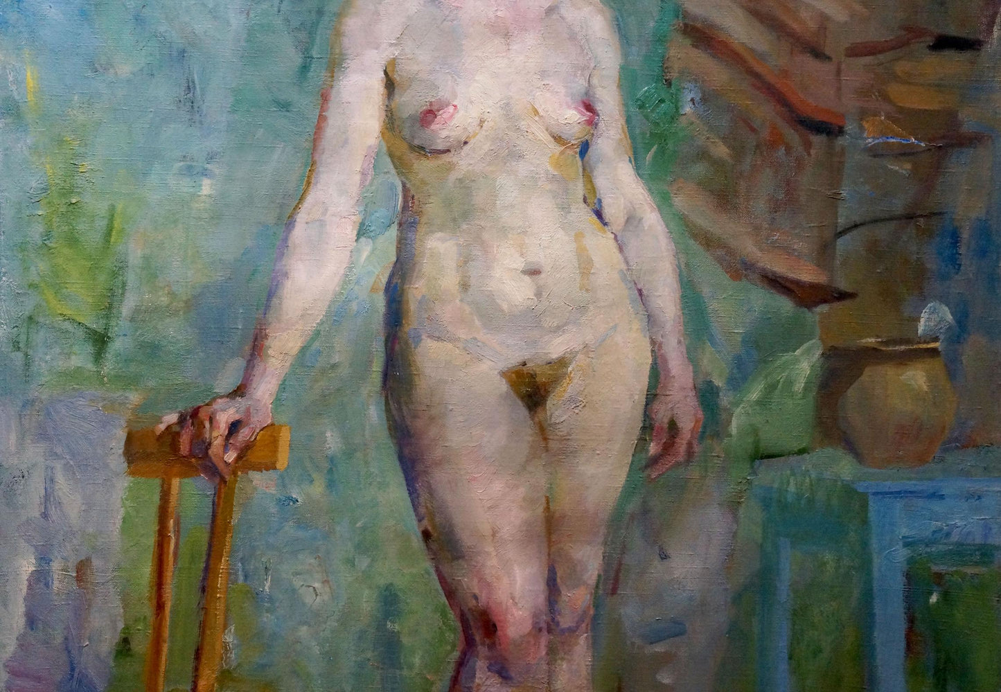 Oil painting Full length portrait of a naked girl Maria Titarenko