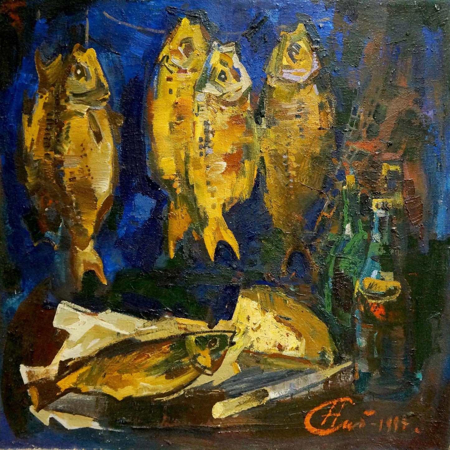 Oil painting Dried fish Sologubov Nikolay Vasilievich