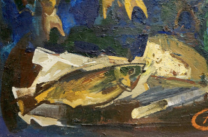 Oil painting Dried fish Sologubov Nikolay Vasilievich