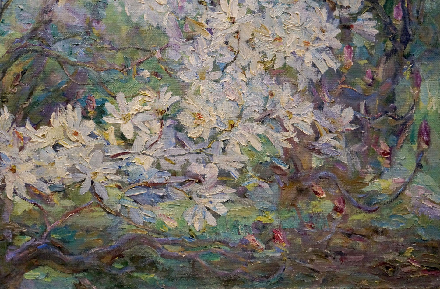 Oil painting Blooming apple tree branches Maria Titarenko