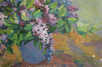 Oil painting Lilac bouquet Unknown artist