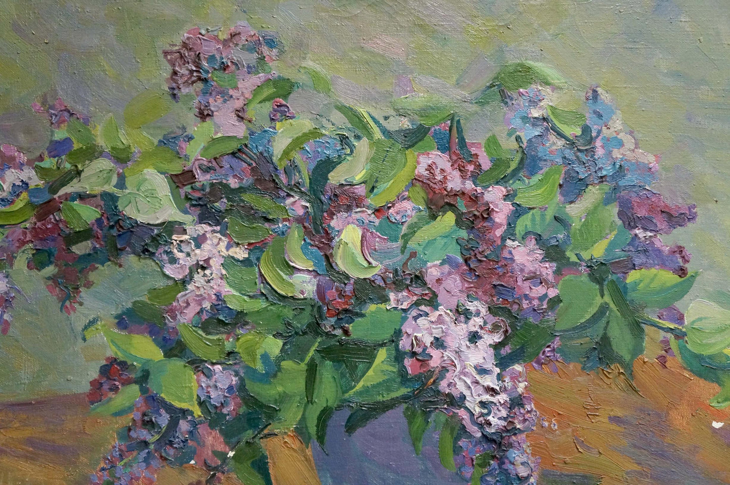 Oil painting Lilac bouquet Unknown artist