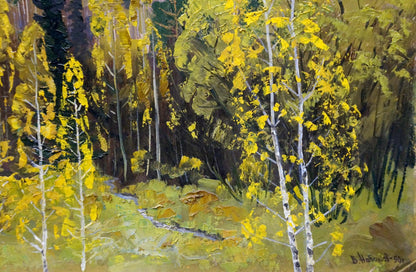 Oil painting Horses walk in the woods Vladimir Vladimirovich Nabokov