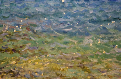 In Filippov Z. I.'s oil painting, the seashore is studied meticulously