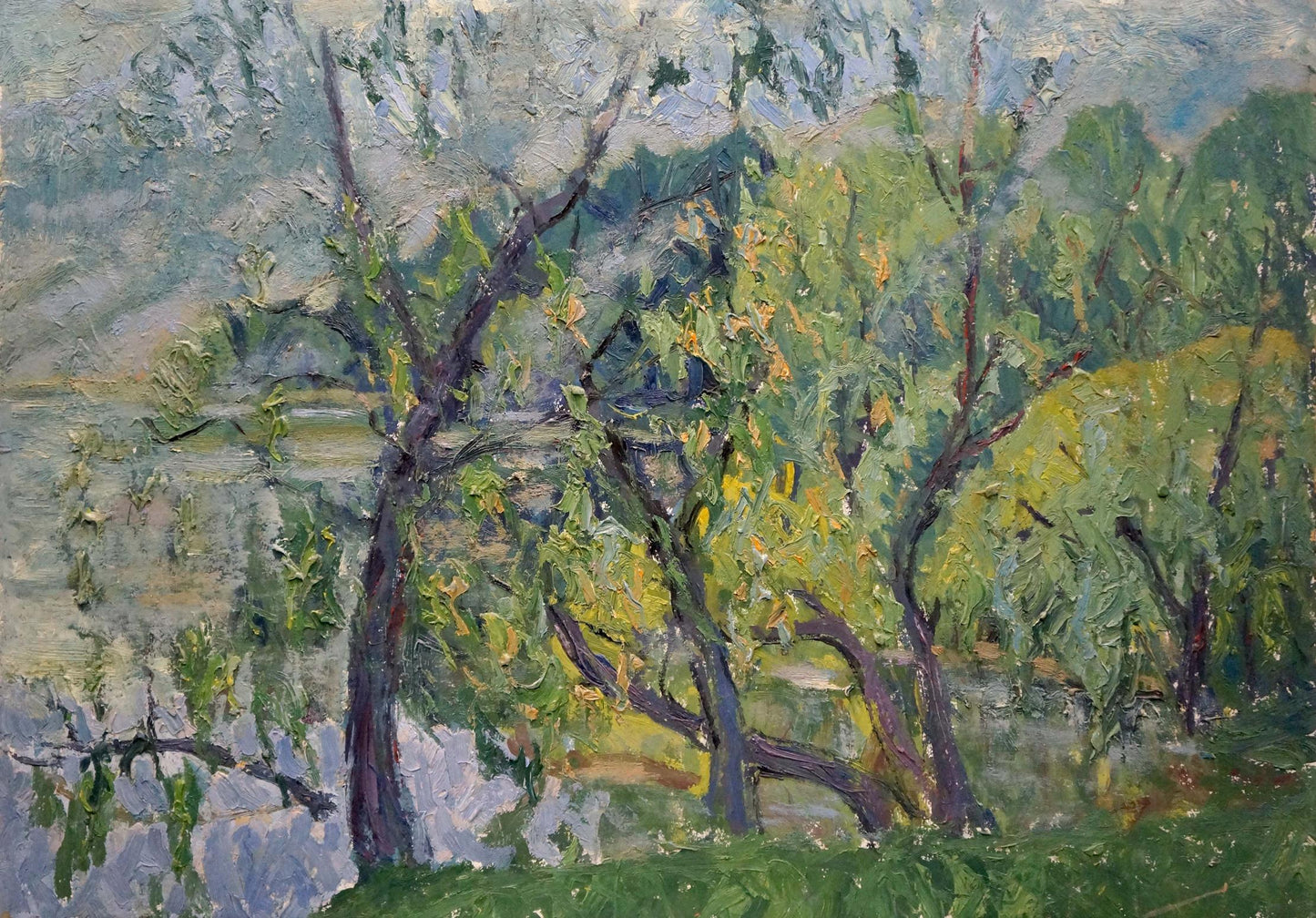 Oil painting River landscape Gaiduk Viktor Kirillovich