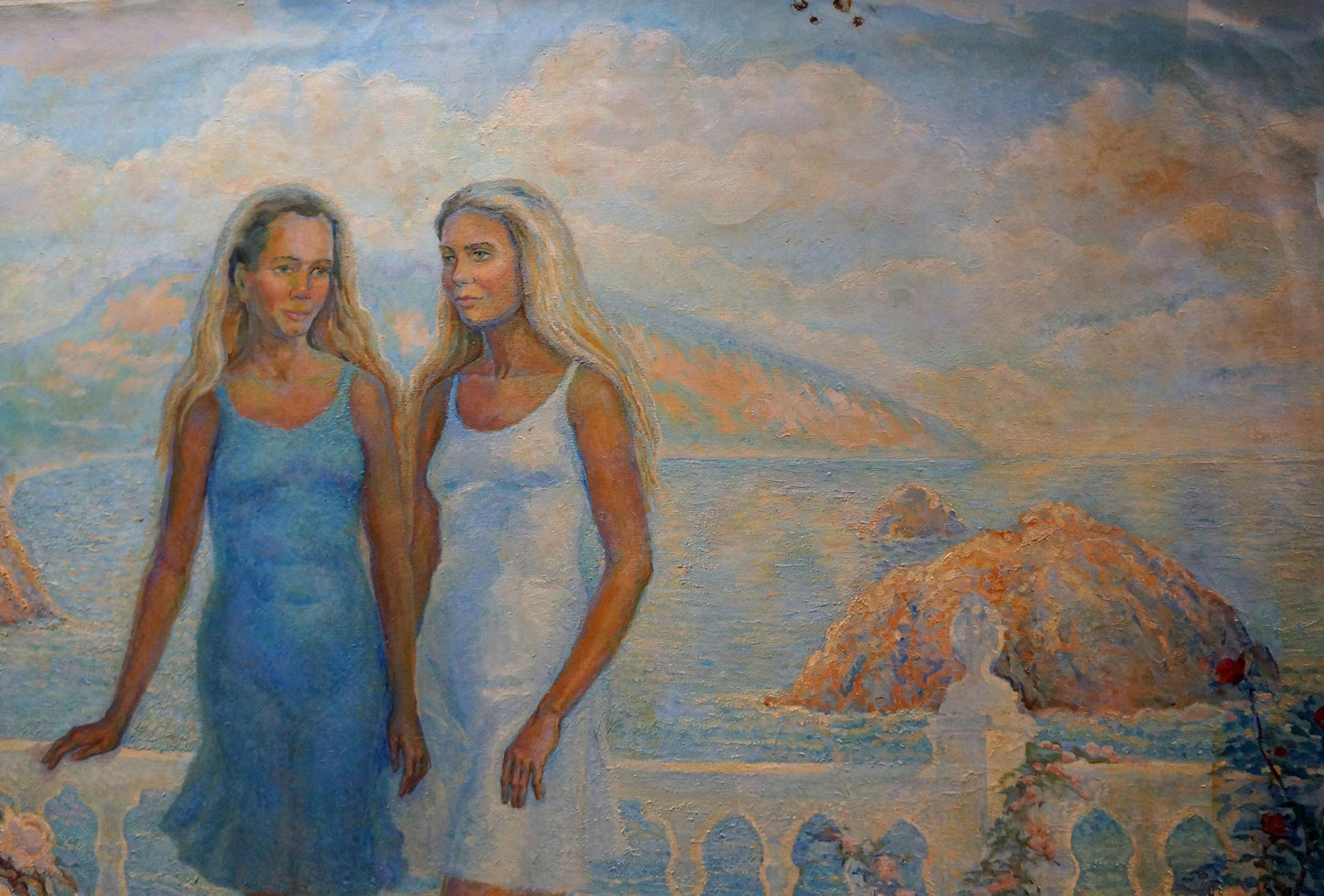 Odarka Anatoliivna Tytarenko presents an oil painting of girls enjoying the sea