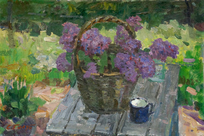 Oil painting Lilac with a mug Stepan Filippovich Golub