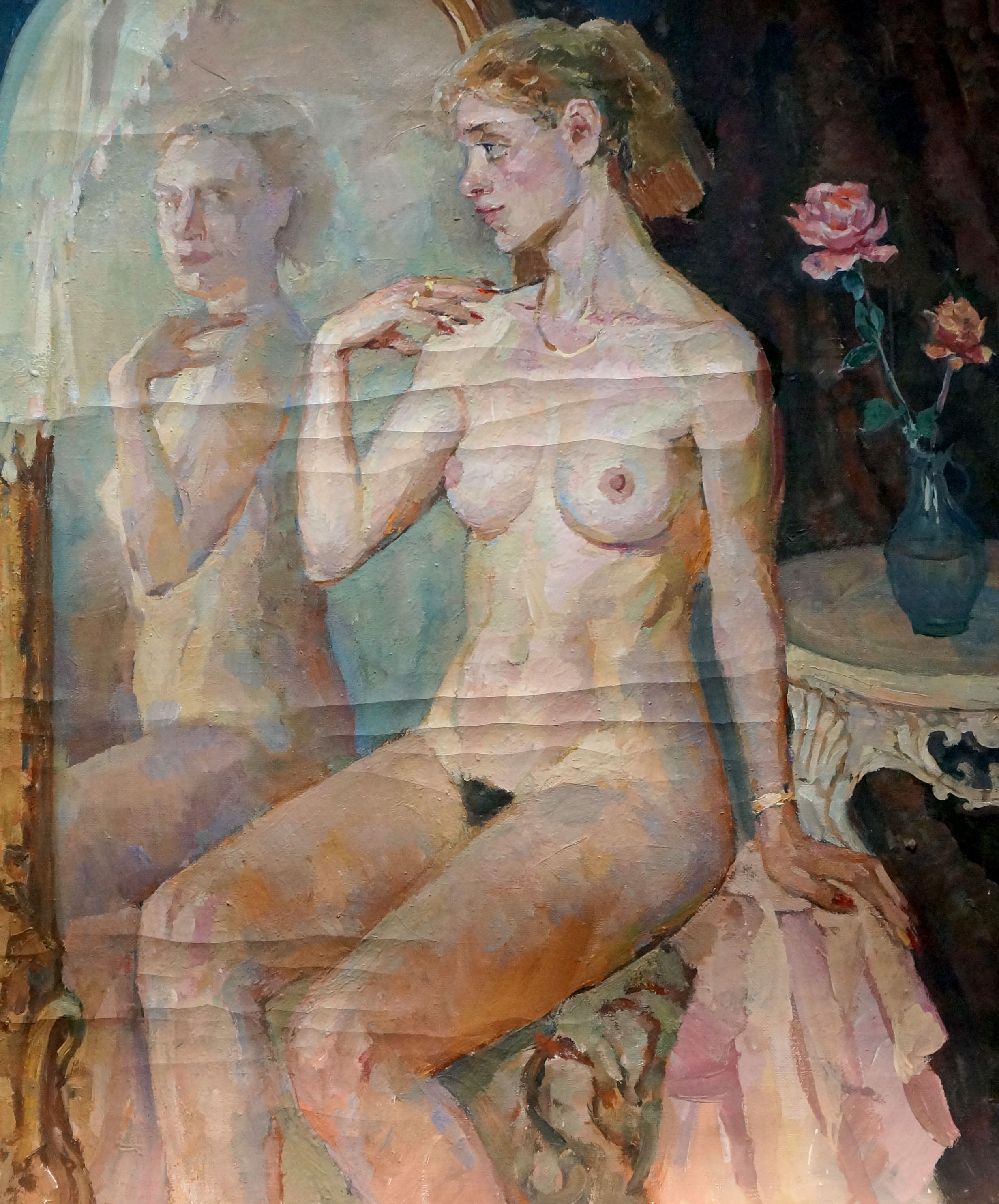 Oil painting Reflection of a naked girl Maria Titarenko