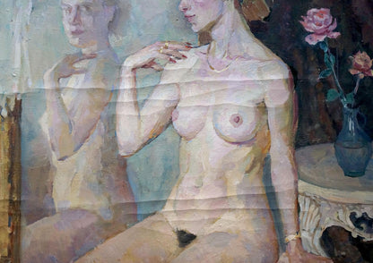 Oil painting Reflection of a naked girl Maria Titarenko