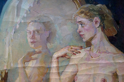 Oil painting Reflection of a naked girl Maria Titarenko