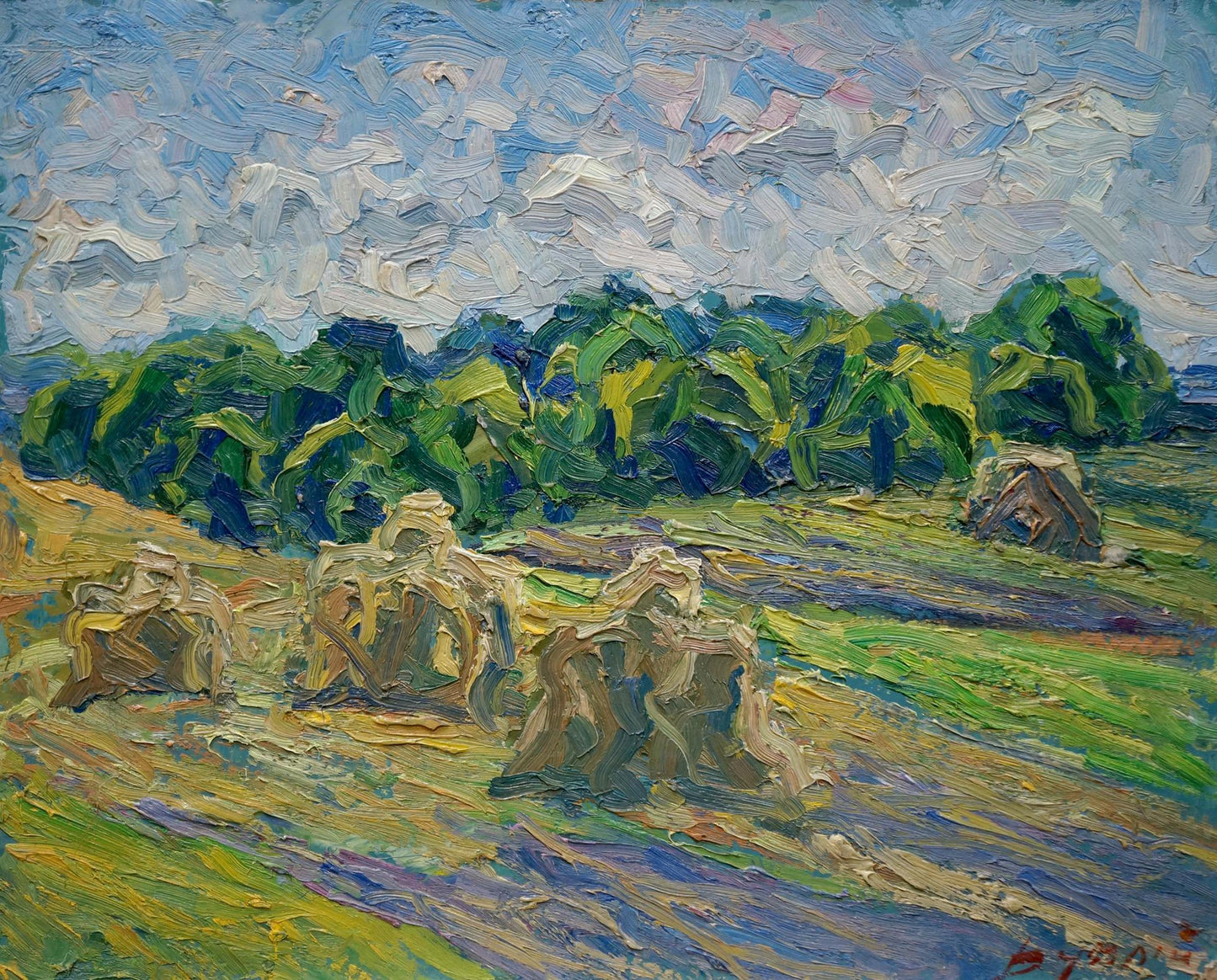 Abstract oil painting Haystacks Sergey Dupliy