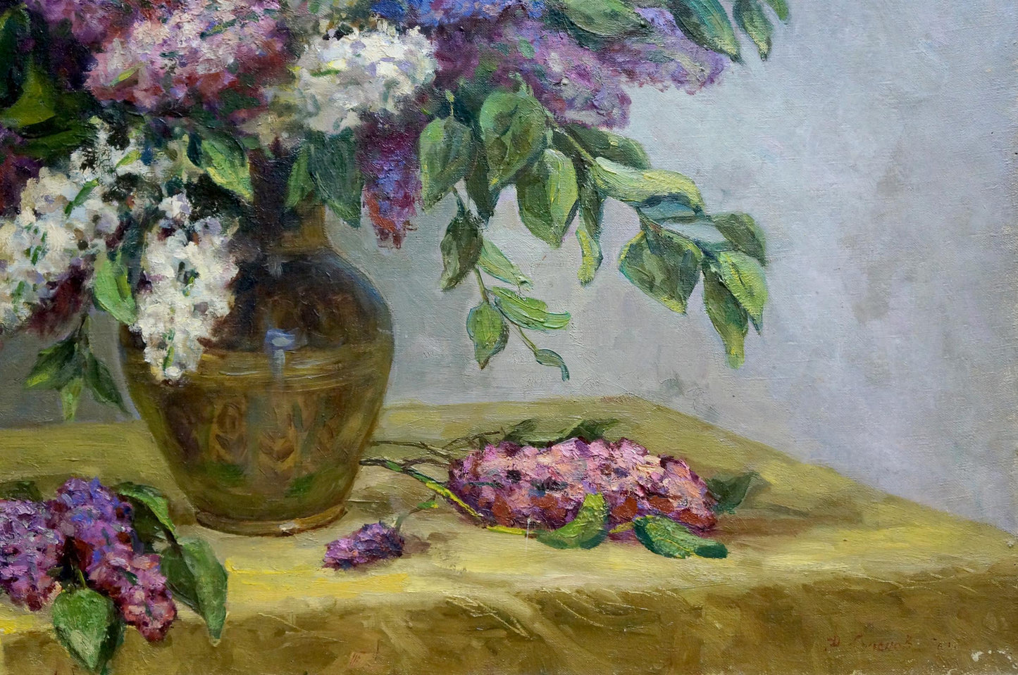 Oil painting Lilac bouquet Krasnov N.G.