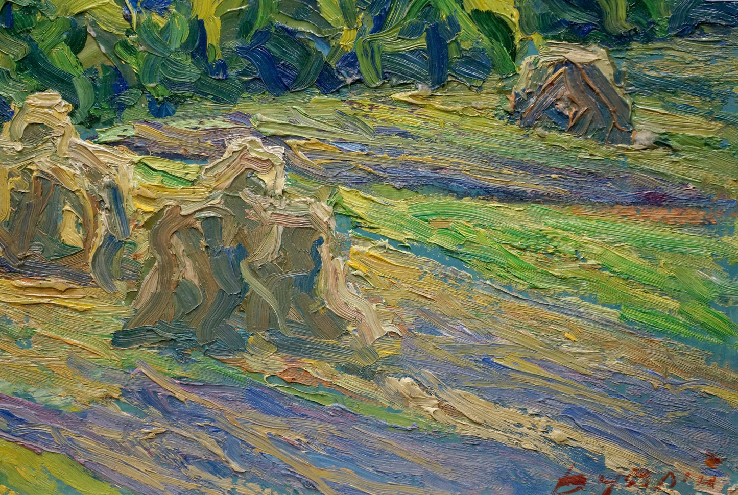Abstract oil painting Haystacks Sergey Dupliy