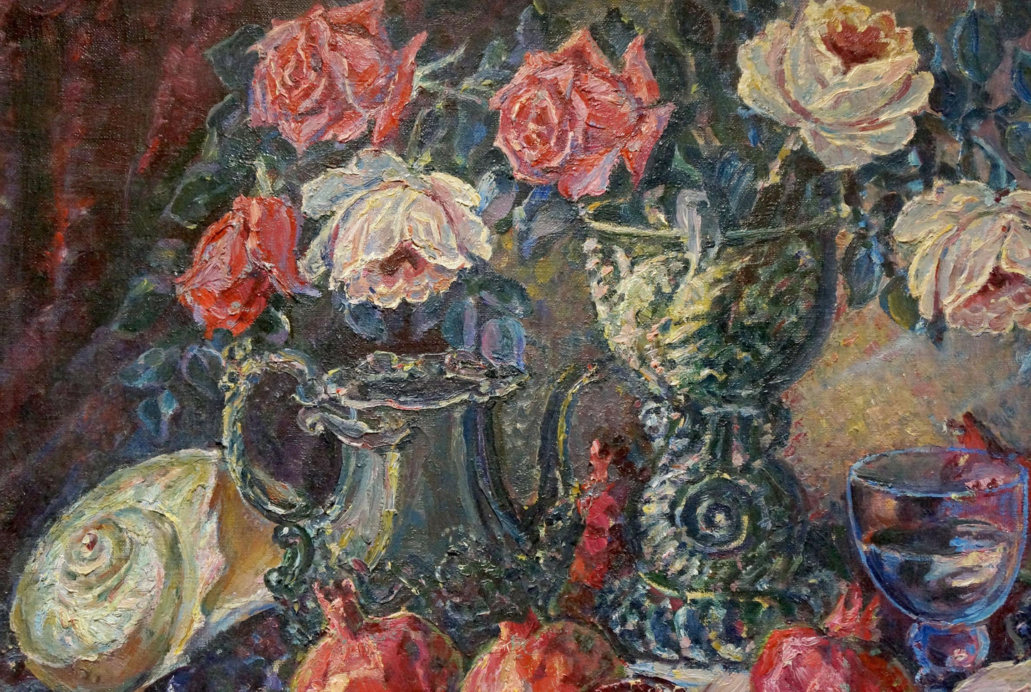 Oil painting Roses and fruits Tytarenko Odarka Anatoliivna