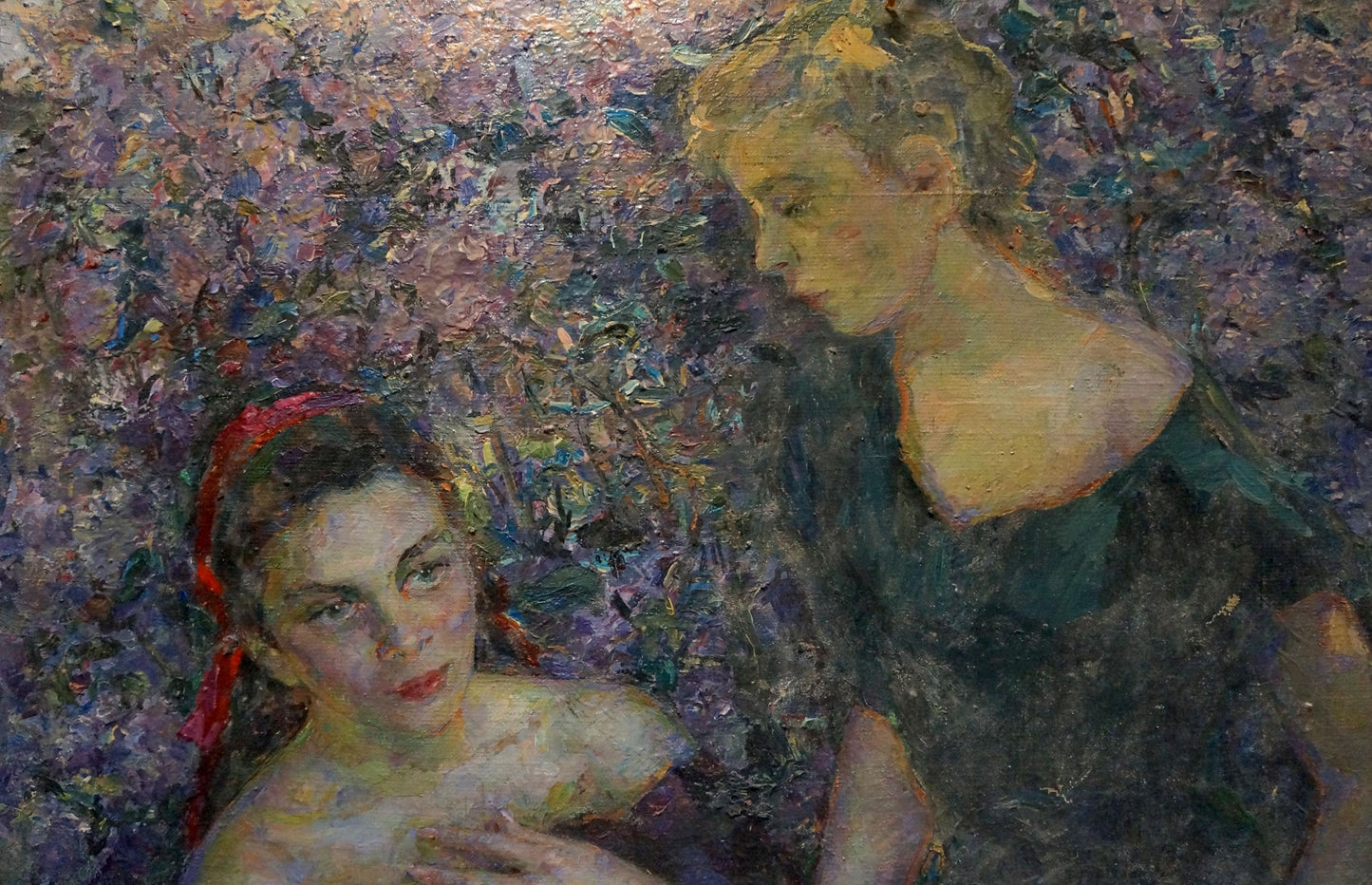 Oil painting Girls near the lilac Titarenko Maria Anatolyevna
